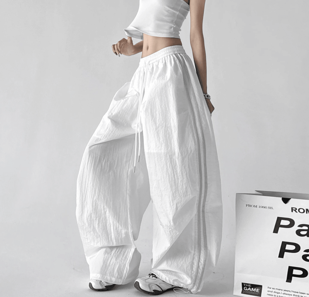 Contrast Triple - Stripe Nylon Wide - Leg Drawstring Pants – CT6654 - COPPING THREADS - CT Select