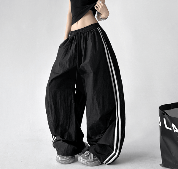 Contrast Triple - Stripe Nylon Wide - Leg Drawstring Pants – CT6654 - COPPING THREADS - CT Select