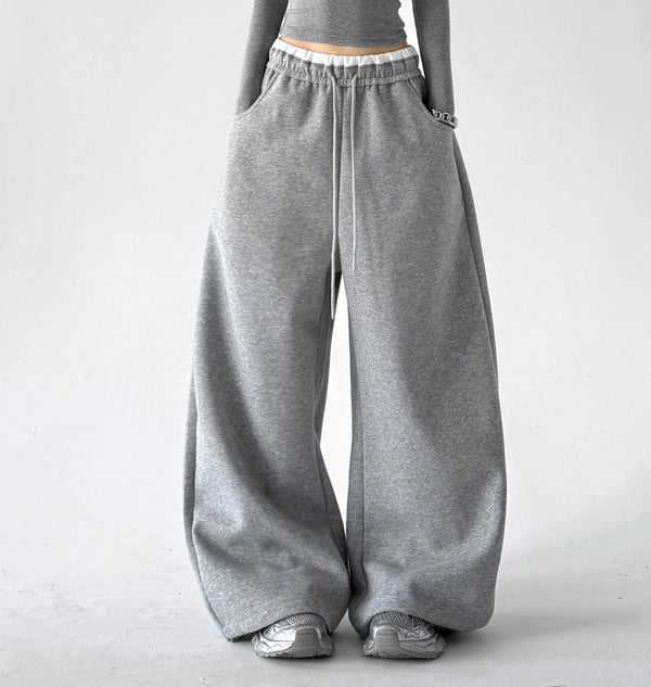 Contrast-Waist Wide-Leg Sweatpants - COPPING THREADS - CT ORIGINALS