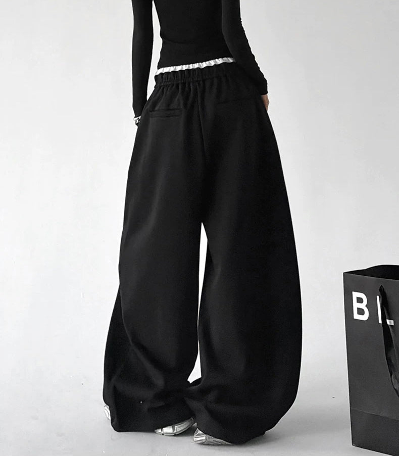 Contrast-Waist Wide-Leg Sweatpants - COPPING THREADS - CT ORIGINALS