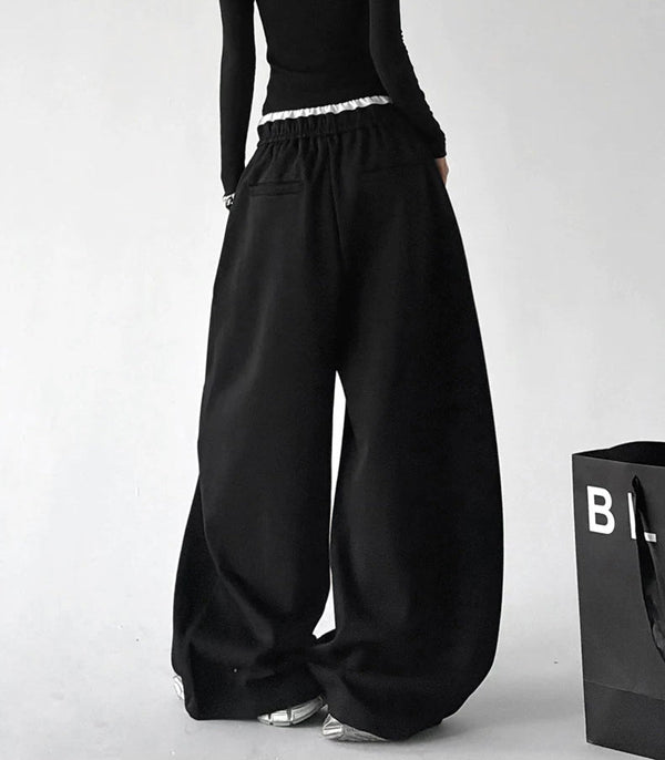 Contrast-Waist Wide-Leg Sweatpants - COPPING THREADS - CT ORIGINALS