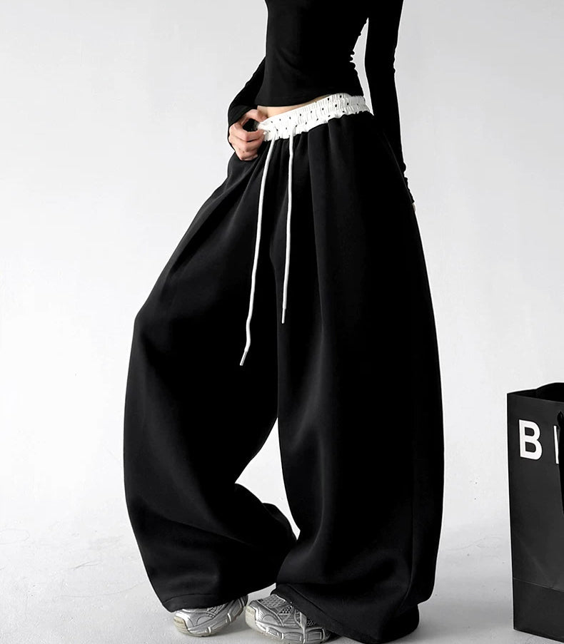 Contrast-Waist Wide-Leg Sweatpants - COPPING THREADS - CT ORIGINALS