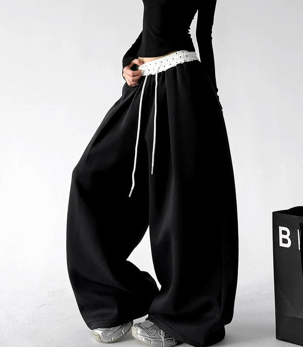 Contrast-Waist Wide-Leg Sweatpants - COPPING THREADS - CT ORIGINALS