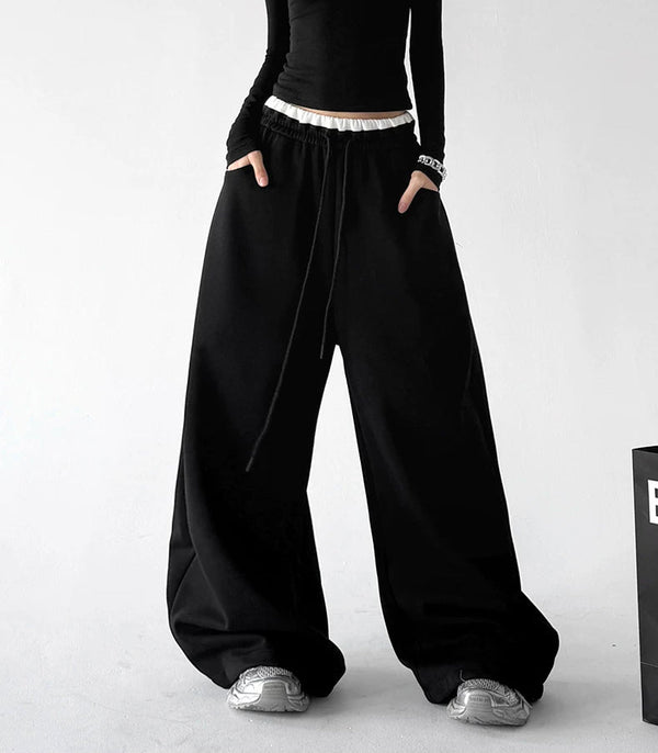Contrast-Waist Wide-Leg Sweatpants - COPPING THREADS - CT ORIGINALS