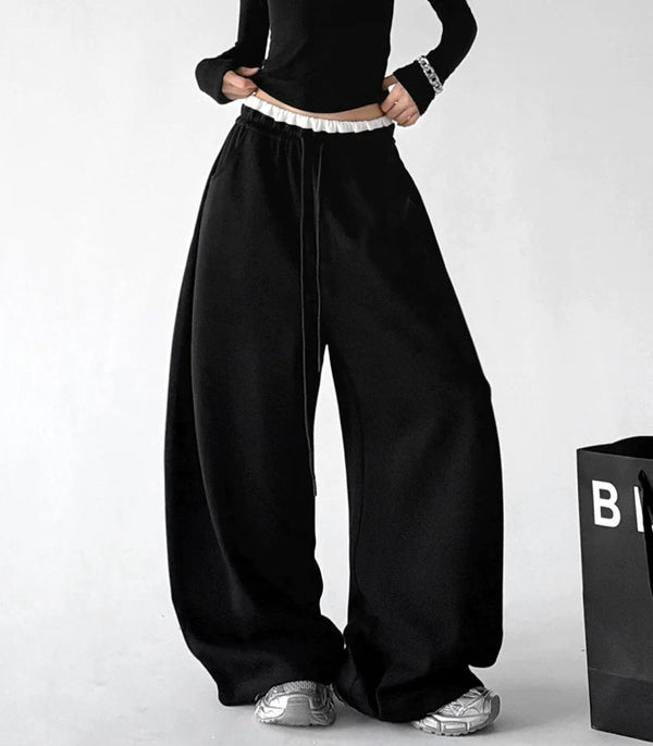 Contrast-Waist Wide-Leg Sweatpants - COPPING THREADS - CT ORIGINALS