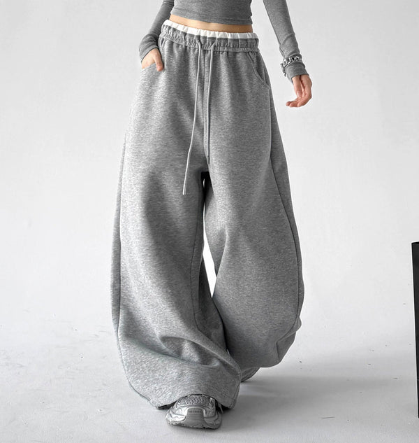 Contrast-Waist Wide-Leg Sweatpants - COPPING THREADS - CT ORIGINALS