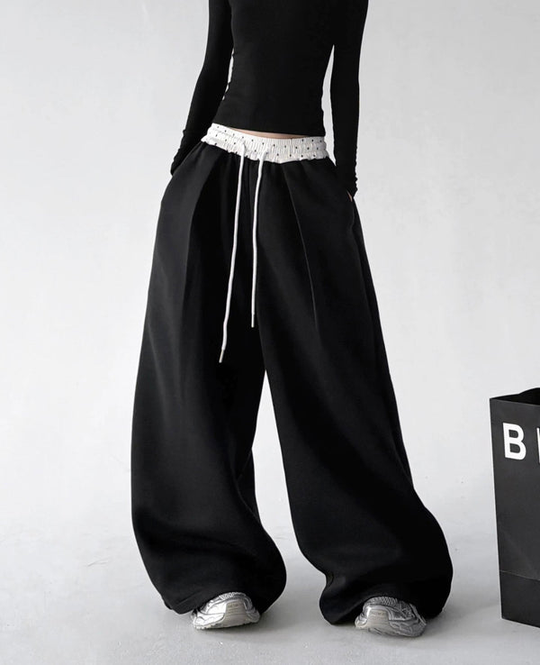 Contrast-Waist Wide-Leg Sweatpants - COPPING THREADS - CT ORIGINALS