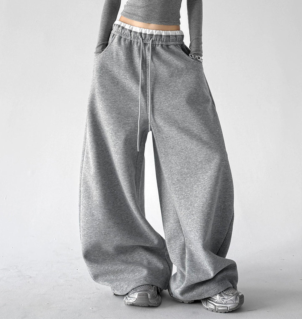 Contrast-Waist Wide-Leg Sweatpants - COPPING THREADS - CT ORIGINALS