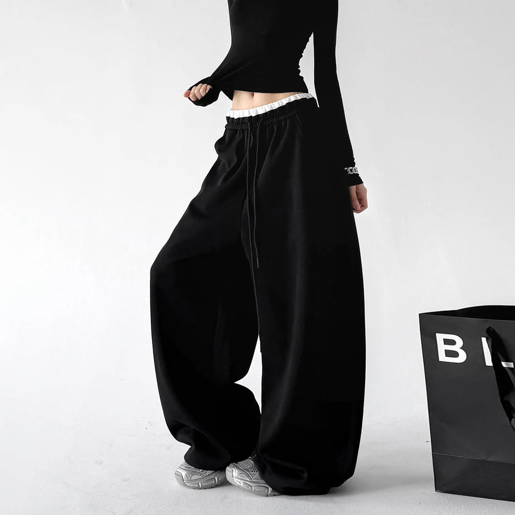 Contrast-Waist Wide-Leg Sweatpants - COPPING THREADS - CT ORIGINALS