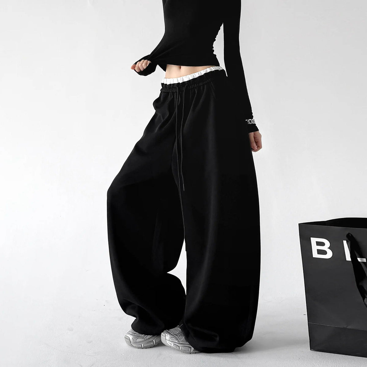 Contrast-Waist Wide-Leg Sweatpants - COPPING THREADS - CT ORIGINALS