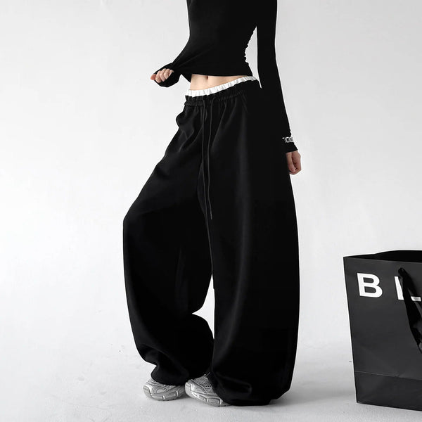 Contrast-Waist Wide-Leg Sweatpants - COPPING THREADS - CT ORIGINALS