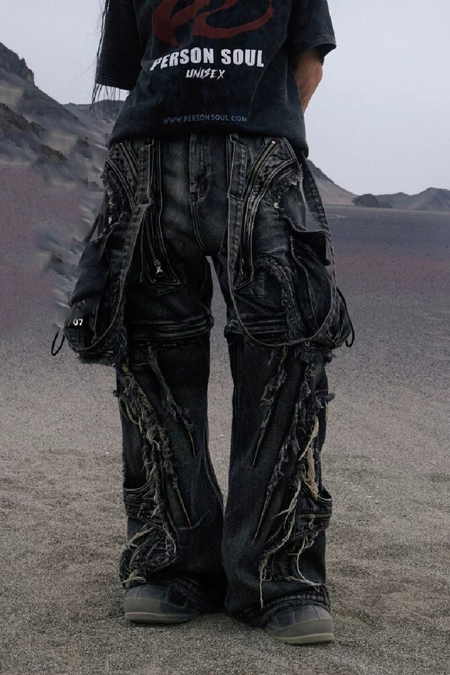 Convertible Denim Overalls - COPPING THREADS - PERSONSOUL Hover Image