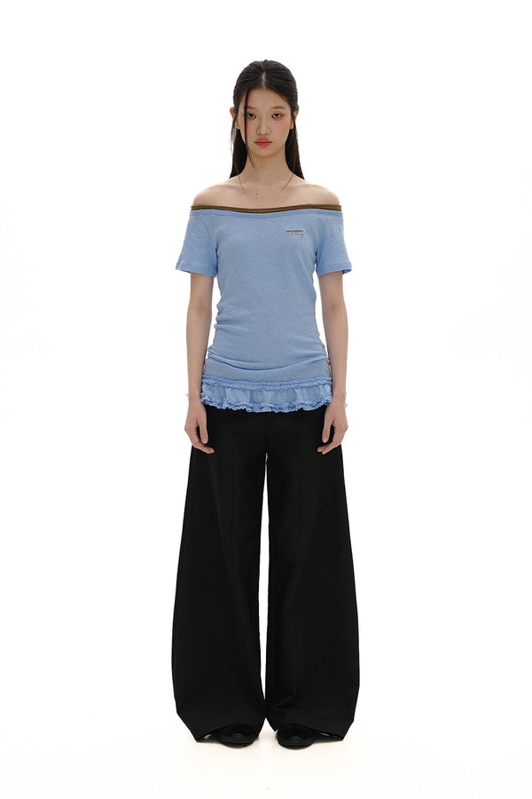 Cotton - Linen Off - Shoulder Faux Layered Tee - COPPING THREADS - MOROMORO