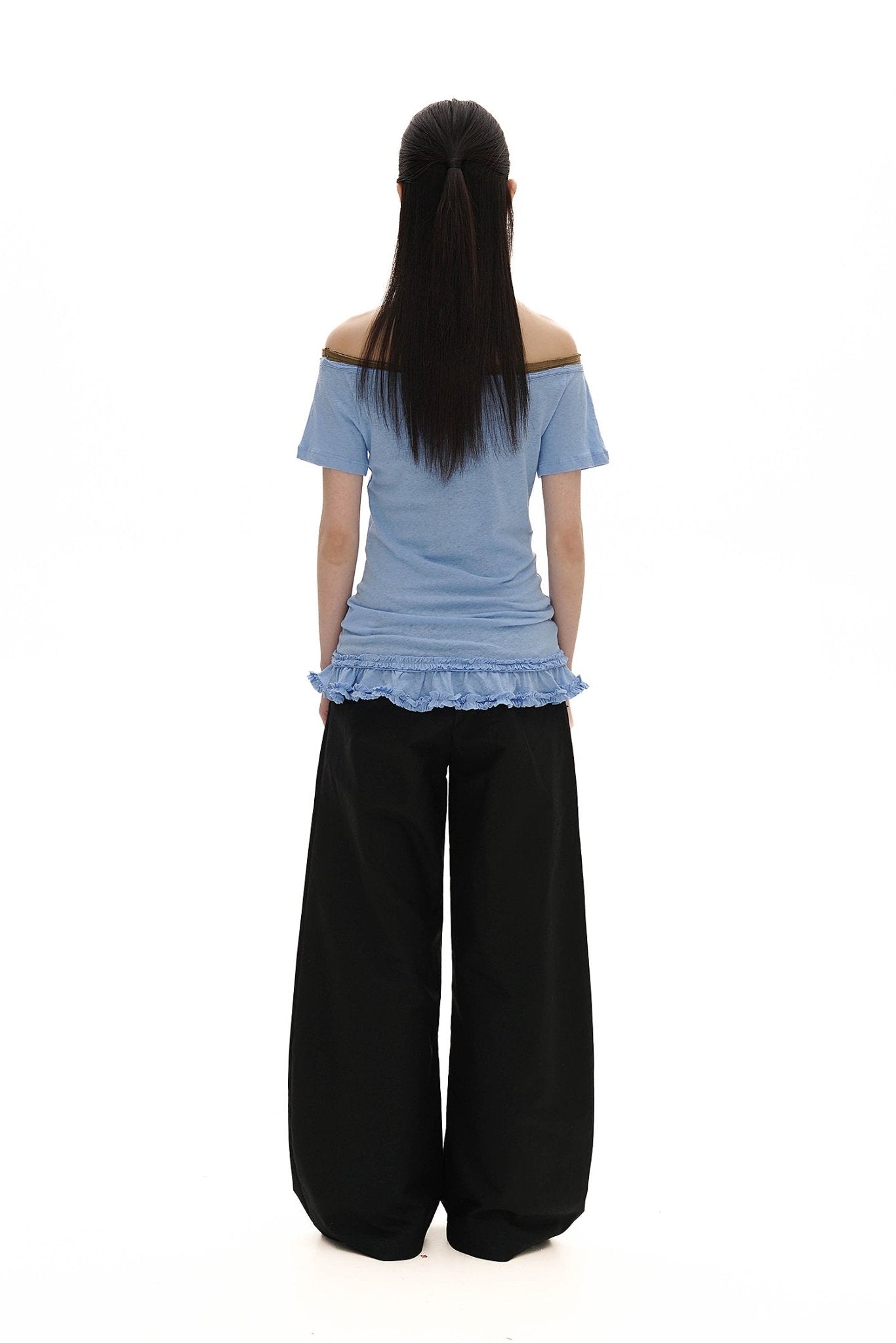 Cotton - Linen Off - Shoulder Faux Layered Tee - COPPING THREADS - MOROMORO