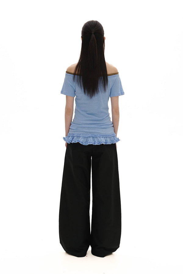 Cotton - Linen Off - Shoulder Faux Layered Tee - COPPING THREADS - MOROMORO