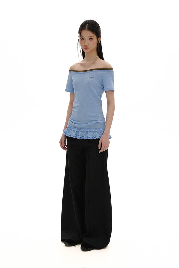 Cotton - Linen Off - Shoulder Faux Layered Tee - COPPING THREADS - MOROMORO
