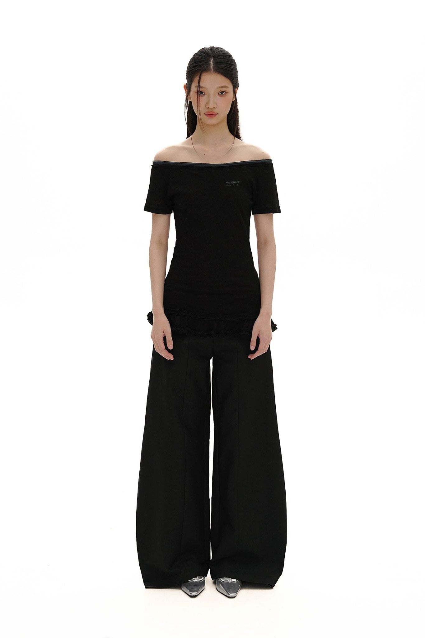 Cotton - Linen Off - Shoulder Faux Layered Tee - COPPING THREADS - MOROMORO