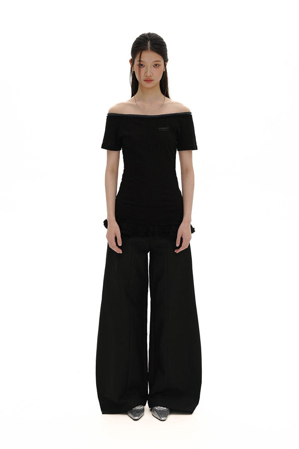 Cotton - Linen Off - Shoulder Faux Layered Tee - COPPING THREADS - MOROMORO