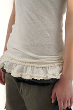 Cotton - Linen Off - Shoulder Faux Layered Tee - COPPING THREADS - MOROMORO