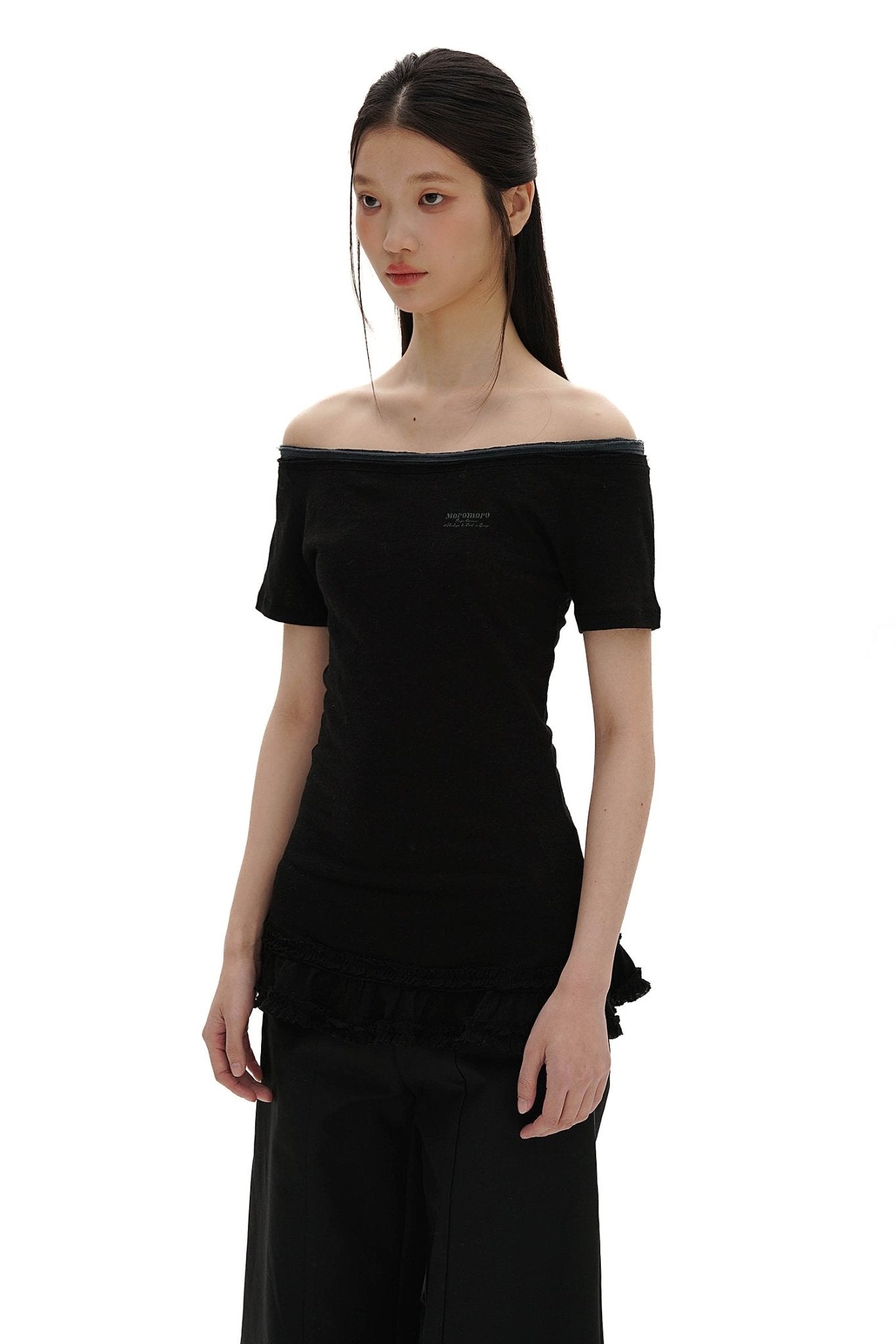 Cotton - Linen Off - Shoulder Faux Layered Tee - COPPING THREADS - MOROMORO