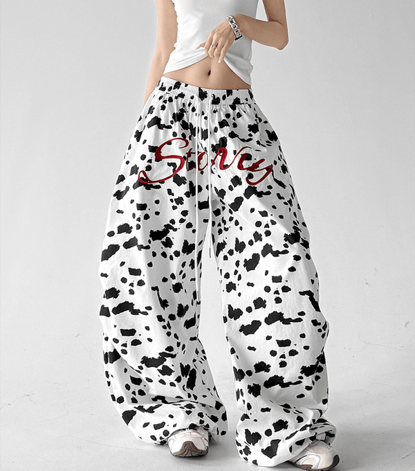 Cow Print Loose Drawstring Casual Pants - CT66108 - COPPING THREADS - CT Select
