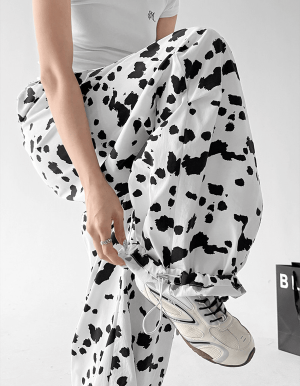 Cow Print Loose Drawstring Casual Pants - CT66108 - COPPING THREADS - CT Select