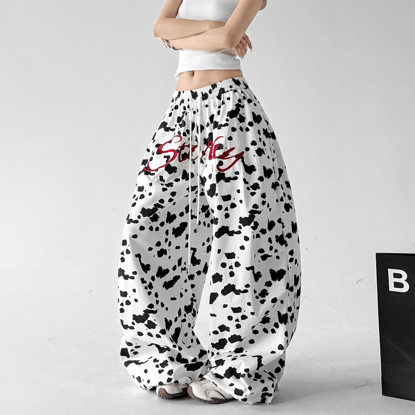 Cow Print Loose Drawstring Casual Pants - CT66108 - COPPING THREADS - CT Select