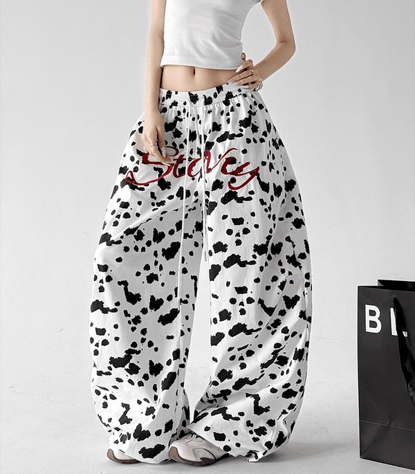 Cow Print Loose Drawstring Casual Pants - CT66108 - COPPING THREADS - CT Select