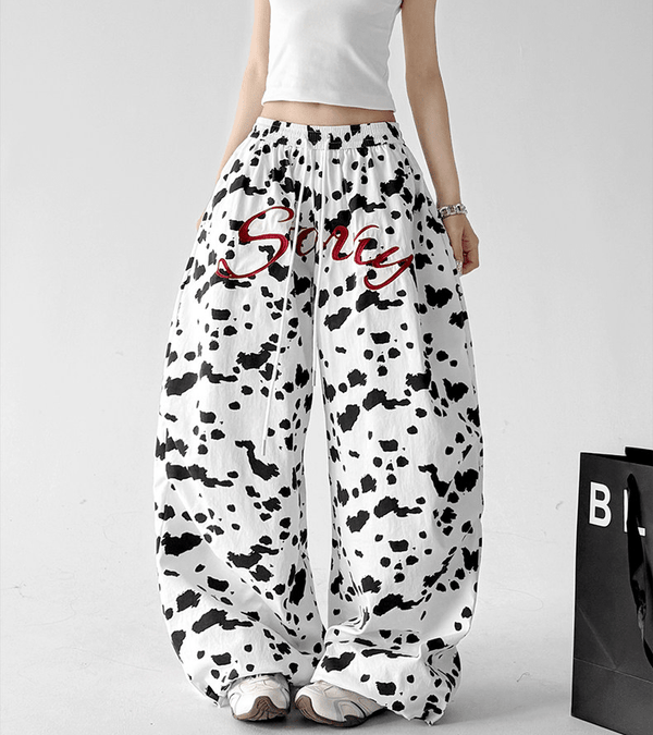 Cow Print Loose Drawstring Casual Pants - CT66108 - COPPING THREADS - CT Select