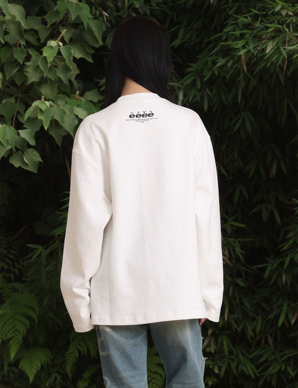 Crayon Hand - drawn Rabbit Print Heavyweight Long Sleeve Shirt - COPPING THREADS - ARTMONSTER