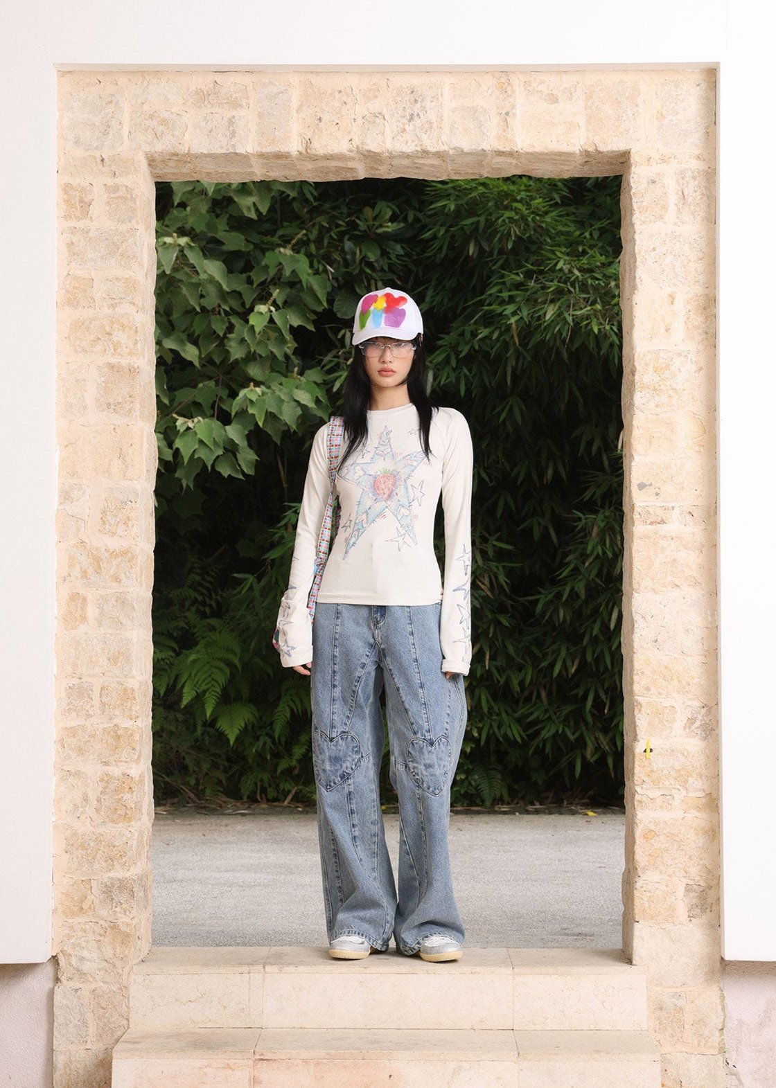 Crayon Hand - drawn Star Print Long Sleeve Tee - COPPING THREADS - ARTMONSTER