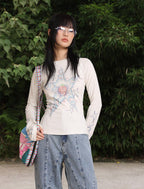 Crayon Hand - drawn Star Print Long Sleeve Tee - COPPING THREADS - ARTMONSTER