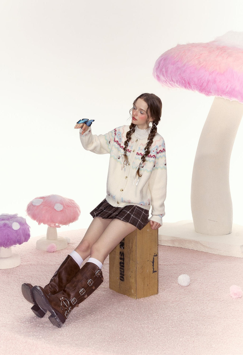 Cream Fair Isle Pattern Knit Cardigan - COPPING THREADS - AYF