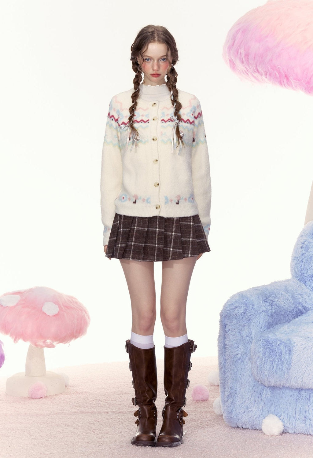 Cream Fair Isle Pattern Knit Cardigan - COPPING THREADS - AYF