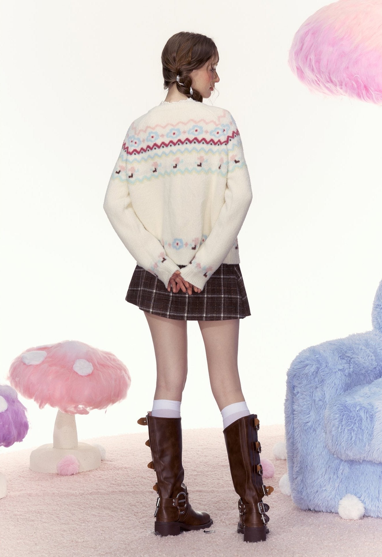 Cream Fair Isle Pattern Knit Cardigan - COPPING THREADS - AYF