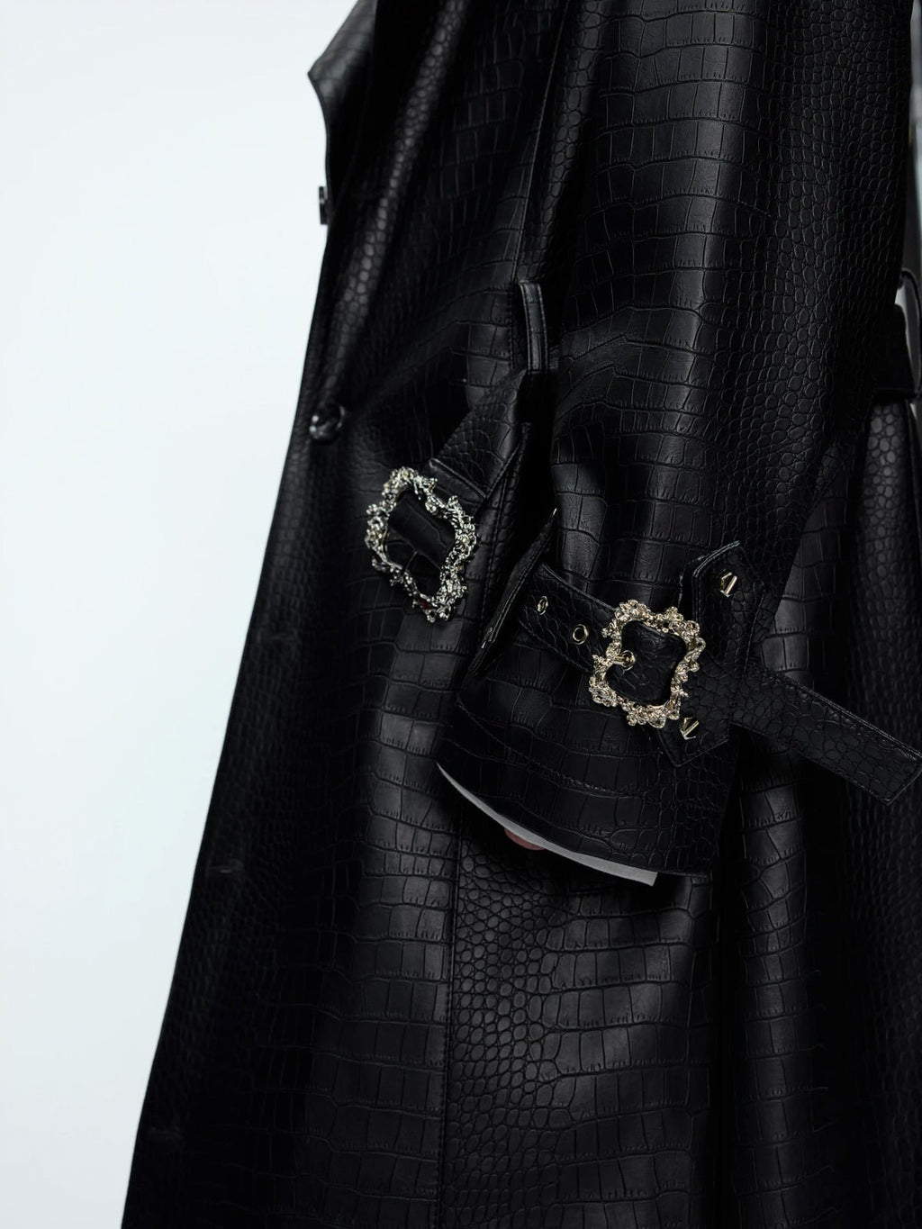 Croc-Embossed Belted Long Coat - COPPING THREADS - Argue Culture