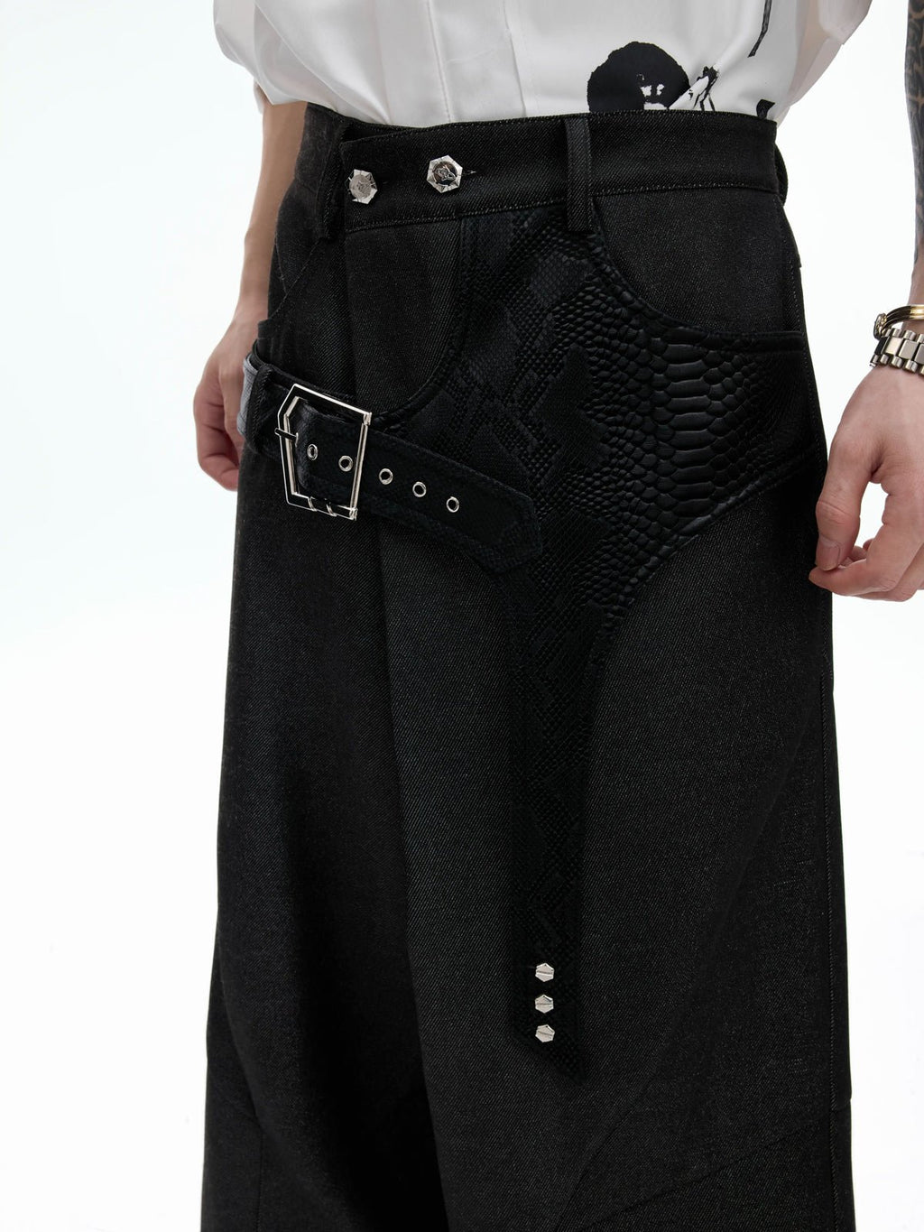 Croc-Trim Straight-Leg Tailored Pants - COPPING THREADS - Argue Culture