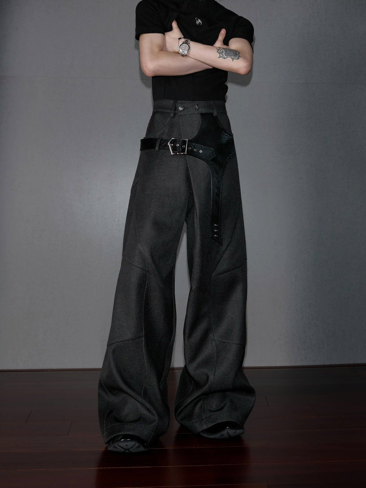Croc-Trim Straight-Leg Tailored Pants - COPPING THREADS - Argue Culture