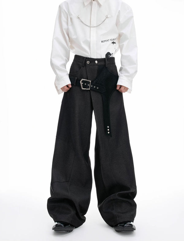 Croc-Trim Straight-Leg Tailored Pants - COPPING THREADS - Argue Culture