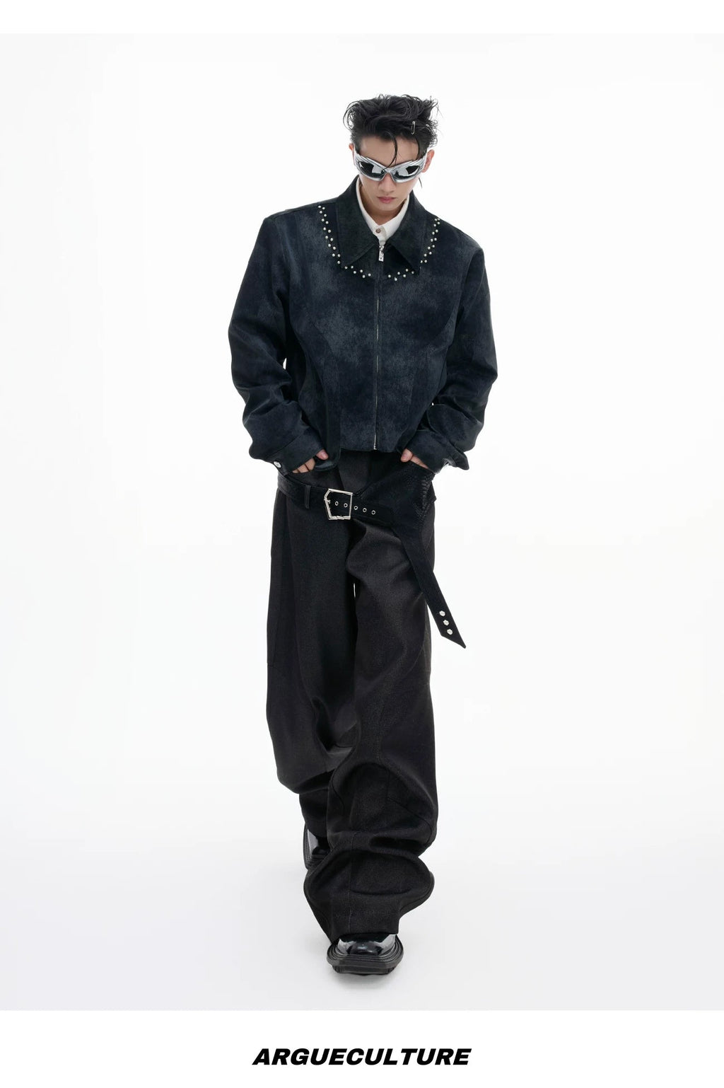 Croc-Trim Straight-Leg Tailored Pants - COPPING THREADS - Argue Culture