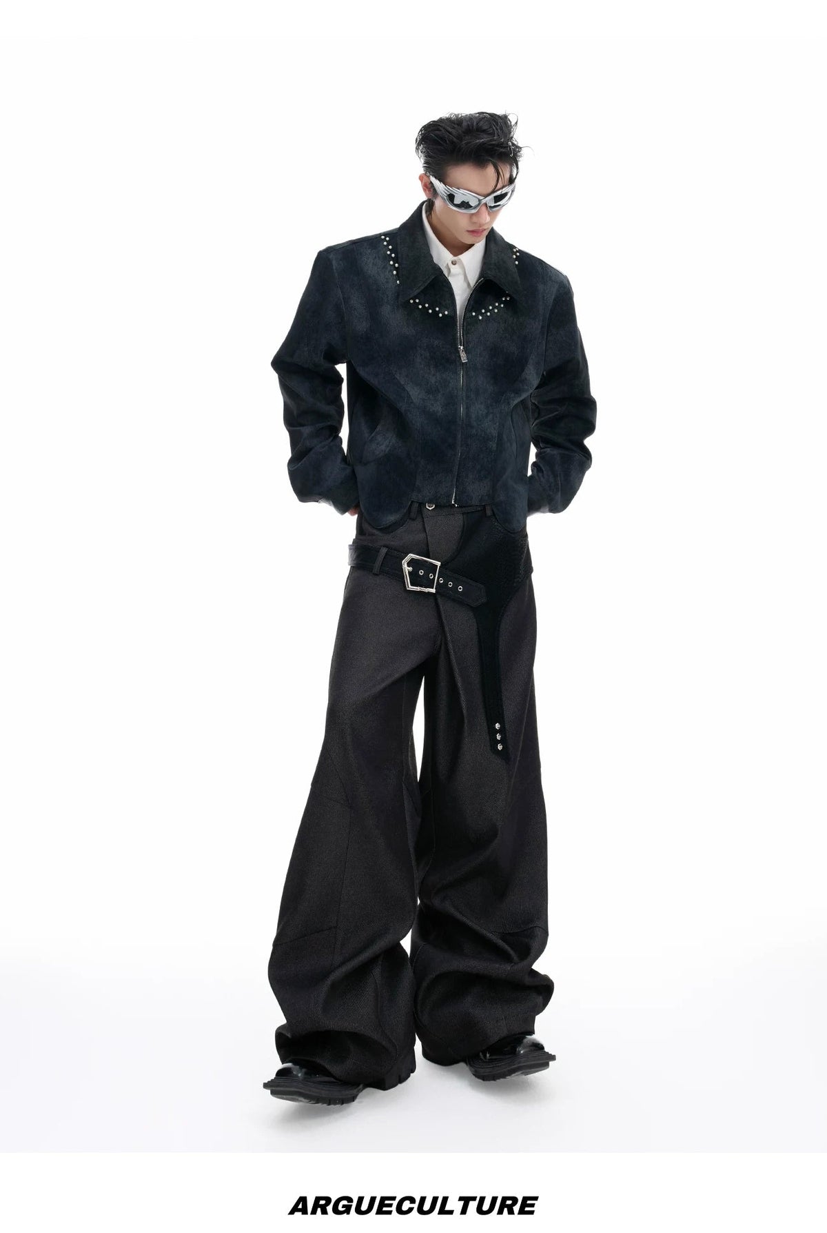 Croc-Trim Straight-Leg Tailored Pants - COPPING THREADS - Argue Culture