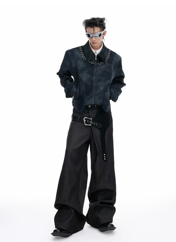 Croc-Trim Straight-Leg Tailored Pants - COPPING THREADS - Argue Culture