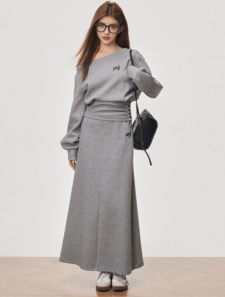 Cropped Cinched Waist Off - Shoulder Sweatshirt Suits - COPPING THREADS - WES1