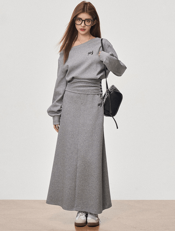 Cropped Cinched Waist Off - Shoulder Sweatshirt Suits - COPPING THREADS - WES1