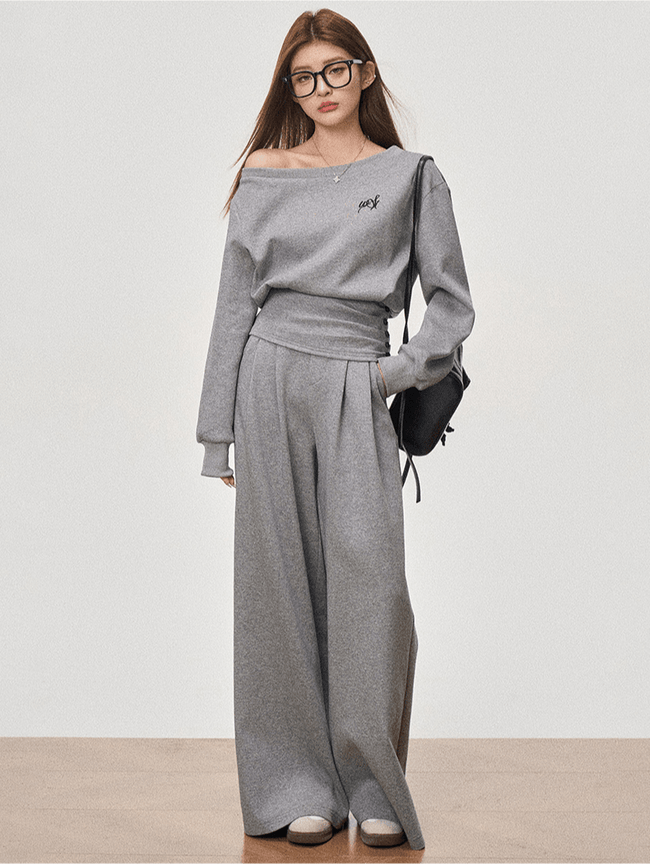 Cropped Cinched Waist Off - Shoulder Sweatshirt Suits - COPPING THREADS - WES1 Hover Image