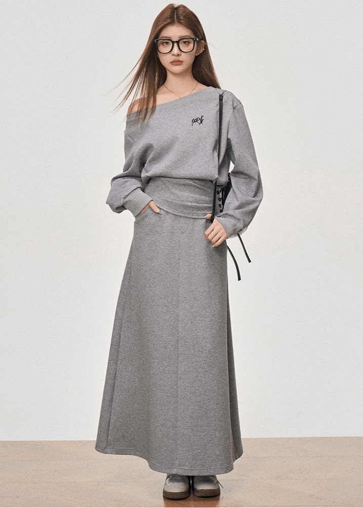 Cropped Cinched Waist Off - Shoulder Sweatshirt Suits - COPPING THREADS - WES1