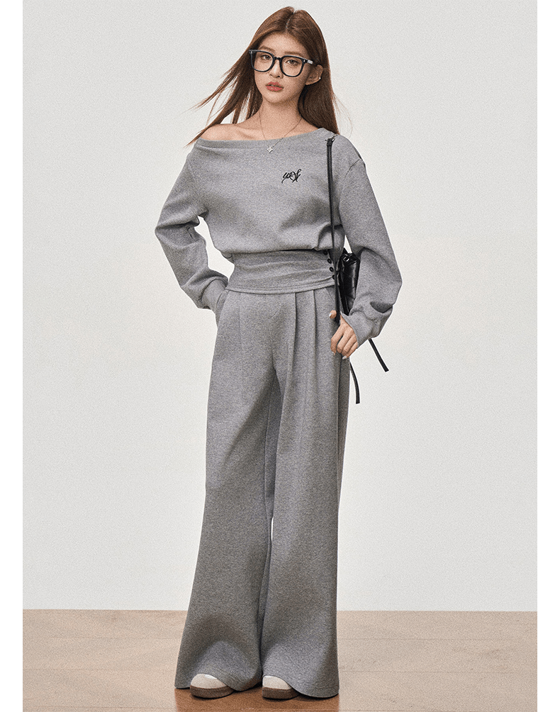 Cropped Cinched Waist Off - Shoulder Sweatshirt Suits - COPPING THREADS - WES1