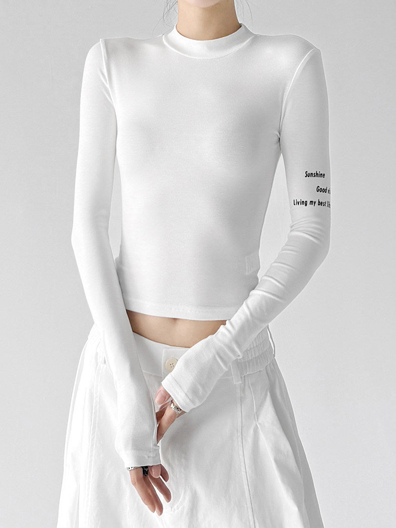 Cropped Sleeve-Print Long-Sleeve Top - CT66241 - COPPING THREADS - CT ORIGINALS