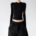 Cropped Sleeve-Print Long-Sleeve Top - CT66241 - COPPING THREADS - CT ORIGINALS