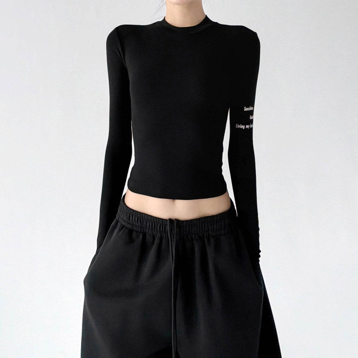 Cropped Sleeve-Print Long-Sleeve Top - CT66241 - COPPING THREADS - CT ORIGINALS